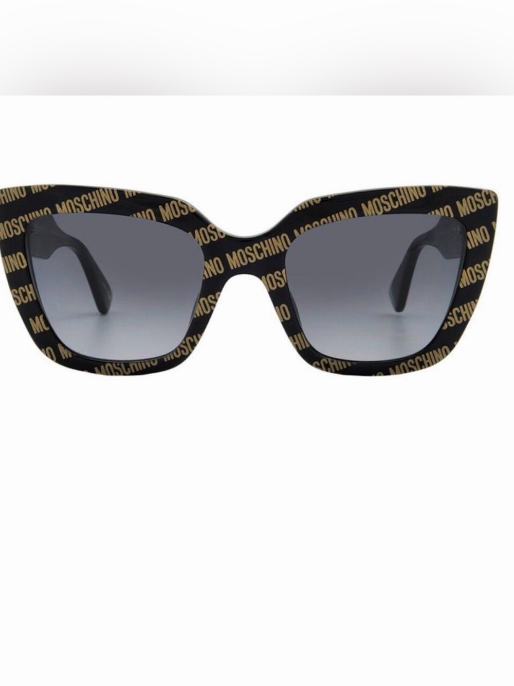 Moschino Black and Gold Logo Square Sunglasses